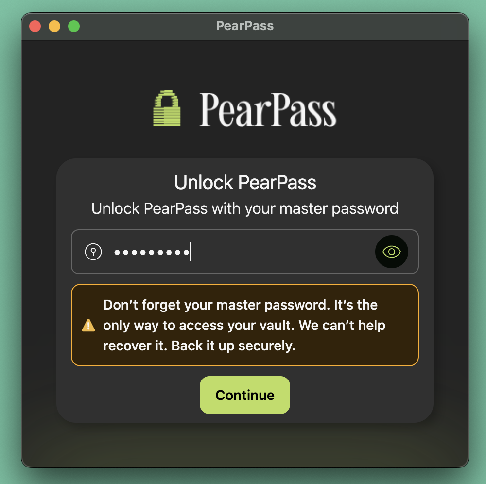 Unlock PearPass